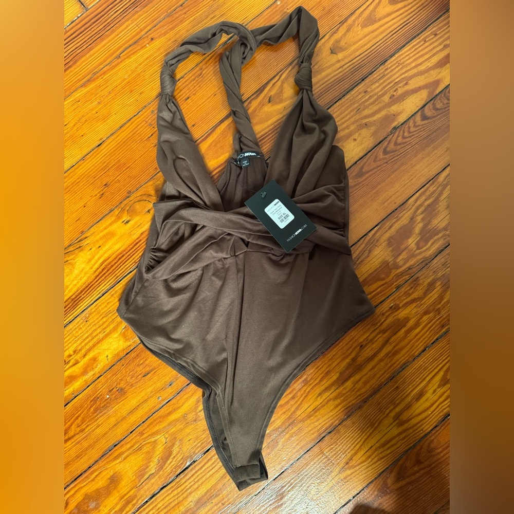 3 for $10 Knot Your Only One Bodysuit Brown NWT Fashion Nova XL - Picture 2 of 5